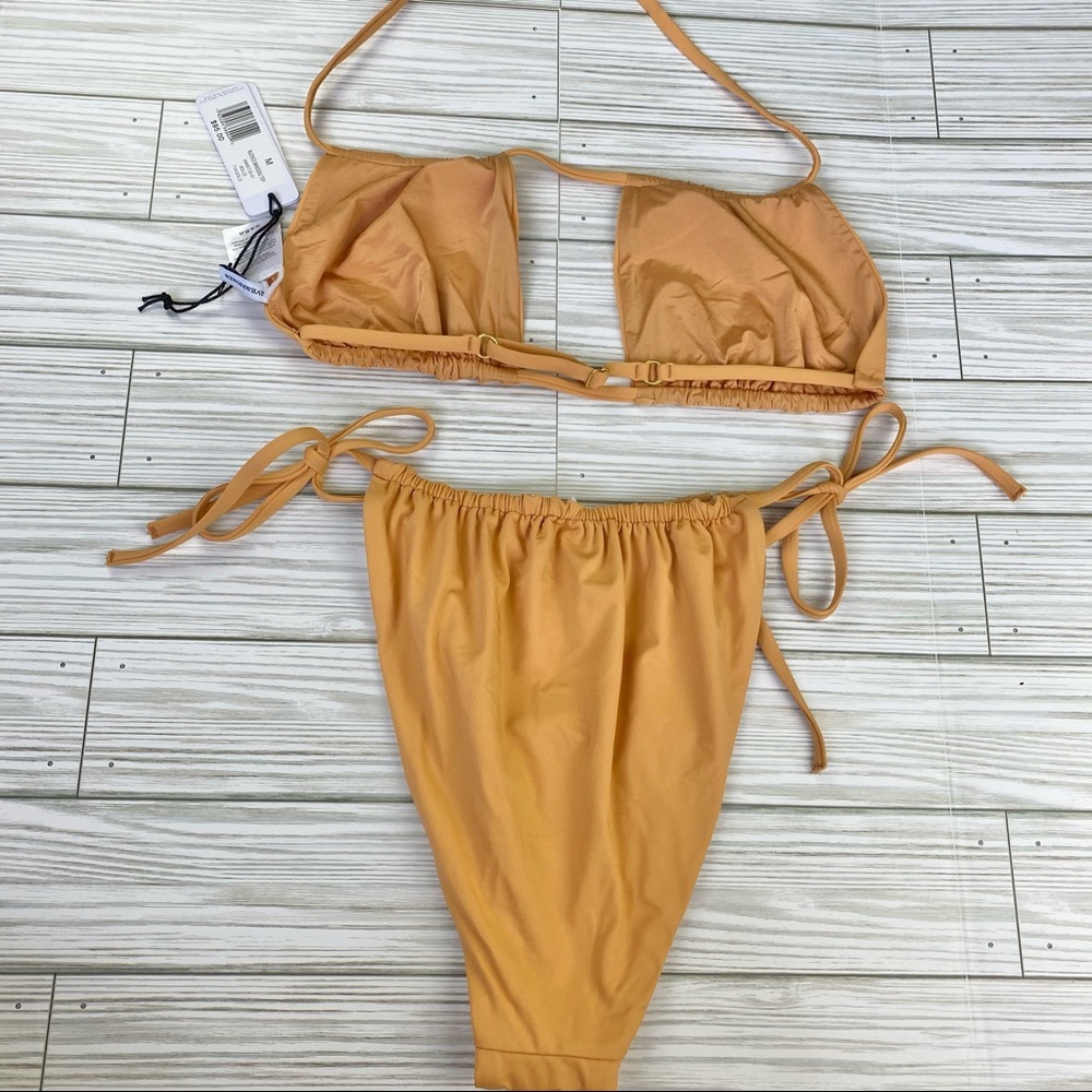 WeWoreWhat Gold Ruched String Bikini - Picture 4 of 7